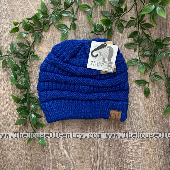 CC Boutique Accessories - Royal Blue MESSY BUN CC Beanie